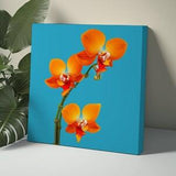 Orange Orchid Canvas Wall Art Orchid Wall Art Flower Wall Art Floral Wall Art Orchid Wall Decor Orchid Art Print Painting Turquoise
