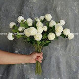 Set of 3 - Small Ranunculus Stem | Artificial Flower | Wedding/Home Decoration | Gifts - White (Set of 3)