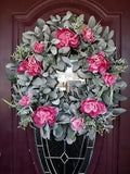 Flower Door Wreath Spring Summer Lamb Ear Peony Wall Decor