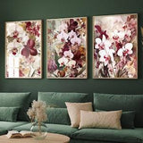 Orchids in a Vase Set of Three Art Prints - 3 Muted Purple Bouquet Paintings - Photo Poster Wall D???cor Gift Gicl???e Museum Botanical Floral