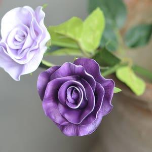 Lilac Royal Purple PU Real Touch Roses Single Stems DIY Silk bridal Bouquet Wedding Centerpieces