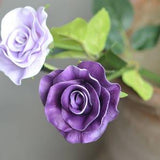 Lilac Royal Purple PU Real Touch Roses Single Stems DIY Silk bridal Bouquet Wedding Centerpieces
