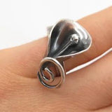 925 Sterling Silver Vintage Calla Lily Floral Ring Size 6.5