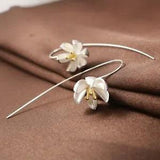 Women Water Lily Earring Sterling Silver Stud Earrings Fashion Ear Dangle 1Pair
