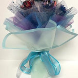 Rose Galaxy flower bouquet, black blue purple orange colors, wedding flower, birthday present, Mother??s Day, graduation