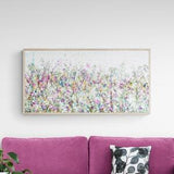 Floral meadow wall art canvas print panoramic art for above bed or sofa wall art print modern abstract floral art print on stretched canvas