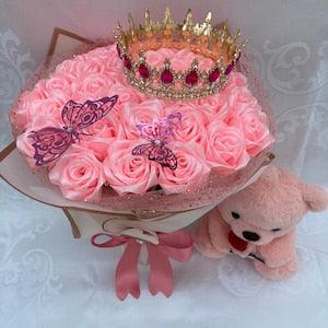 Light Up Bouquet, Cotton Candy Pink Eternal Rose, Ever Lasting Roses, 35 Rose Bouquet, Ramo Buchon, Romantic Bouquet, Princess Bouquet