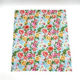 Rose Bouquet Lily Fabric Piece 100% Cotton 20.5" x 17.5" Cut Blue Background #2