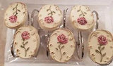 12PCs RARE VINTAGE Primrose Deluxe Resin Roses Flower Hand Painted Shower Hooks