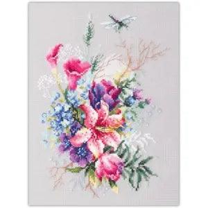 Counted Cross Stitch Kit Tulips and lily Flowers DIY Unprinted canvas