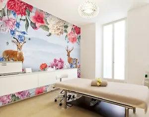 3D Peony Flower Elk G7985 Wallpaper Wall Murals Removable Self-adhesive Honey