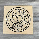 JudiKins Wood Rubber Stamp Round Water Lily Flower Stained Glass 2350H