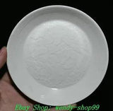 5" Old Chinese Dynasty Ding Kiln Porcelain Peony Flower Pattern Plate Dish Tray