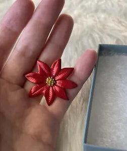 Vintage Red Carnation Flower Pin