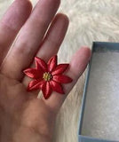 Vintage Red Carnation Flower Pin