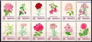 Monaco 1995 Flowers Roses Fuchsia Lily Carnations Plants Nature 12v MNH