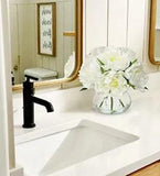 Fake Flowers White Peonies Artificial Flowers Faux Glass Vase White#1, Peony