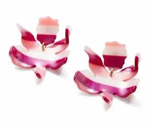 LELE SADOUGHI SMALL LILY EARRINGS  burgundy stipe