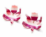 LELE SADOUGHI SMALL LILY EARRINGS  burgundy stipe