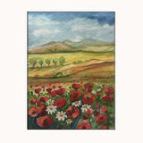 Handpainted Watercolor Original Artwork - Poppy Field