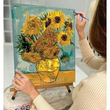 DIY PAINT by NUMBER Kit ,Van Gogh Sunflowers vase, Blue Irises ,Adults & Kids Beginner's Acrylic Painting ,Wall Art Gift