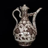 14" China Old Antique yuan dynasty Porcelain Underglaze red flower peony Teapot