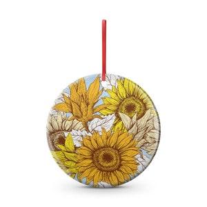 Sunflowers  floral ornament. round shaped. Sunflower with blue background