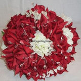 Red Roses and Hydrangea Wedding Bouquet, Red Bouquet, Red Bouquet with Bling, Crystal