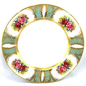 Special Edition  Paragon Plate, Beautiful Floral Pattern, Hunter Green  Gilded Borders, Bone English China  made in 1960s