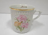January Carnation Coffee Mug Original Czechoslovakia Flower of Month Birthday