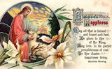 Easter Happiness Jesus Christ Lamb Easter Lily Charlotte Murray Verse #512 c1914