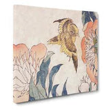 Peony Flower & Canary by Katsushika Hokusai Canvas Print Wall Art Framed Large
