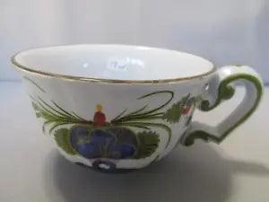 BOTTEGA GATTI FAENZA SIGNED GARAFANO BLUE CARNATION LATTE CUP ITALY CS171