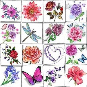 40 Sheets Flower Temporary Tattoos for Girl Kids -Rose Peony Lavender