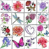 40 Sheets Flower Temporary Tattoos for Girl Kids -Rose Peony Lavender