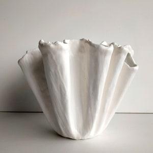 Unique orchid pot. Handmade white planter. Modern ceramic vase.