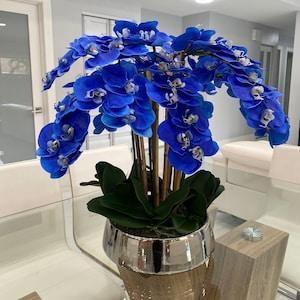 Silk orchid floral arrangement in ceramic vase \ arrangements \ centerpieces \ orchids centerpieces \ orchids arrangements