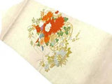 6472847: JAPANESE KIMONO / VINTAGE NAGOYA OBI / WOVEN PEONY & KIKU WITH FLOWER B