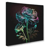 Carnation Flower Neon Art Canvas Print Wall Art Framed Picture Home Decor Large