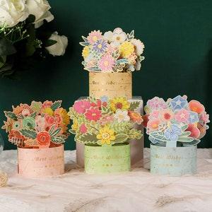 Flower Bouquet 3d Pop Up Card in 4 Colours
