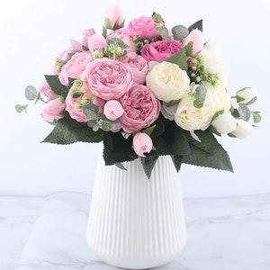 Pure Silk Peony Bouquet, Artificial Flower, Home Decor, Centerpiece, Wedding bouquet, Bridal