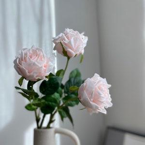 Real Touch Rose Stem - Faux Flower / DIY Floral / Wedding / Home Decoration / Latex / Gifts / Blush Pink