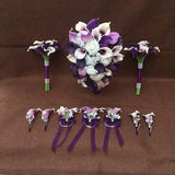 Purple Calla Lilly Bouquets  Bridal Wedding Bouquets Sets Bridesmaids Bouquets PU Call Lily Boutonnieres and Corsages DJ-148