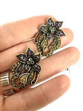 Heidi Daus Swarovski Crystal Swirling Lily Flower Drop Earrings For Repair