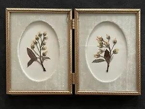 Pressed Pink Flowers Matted In A Vintage Frame