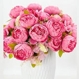 Large Head Peonies | Floral Bouquet Artificial Flower | Wedding/Home Decoration Gifts | D¡§?cor | Floral, 20'' Soft Blooming 13 Stem Hot Pink