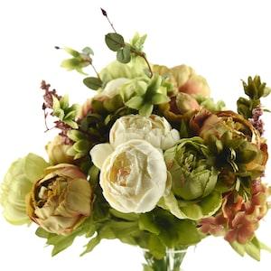 FiveSeasonStuff 2 Bundles of Brown & Green Peonies Artificial Flower Bouquet