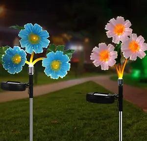 2PCS Solar Lights Outdoor Garden Daisy Flowers Decorative Stake Light