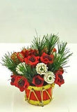 Dollhouse Miniature Holiday Drum with Roses, Lilies Centerpiece, CP002