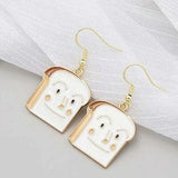 Cartoon Smiley Face Bread Toast Geometric Earrings